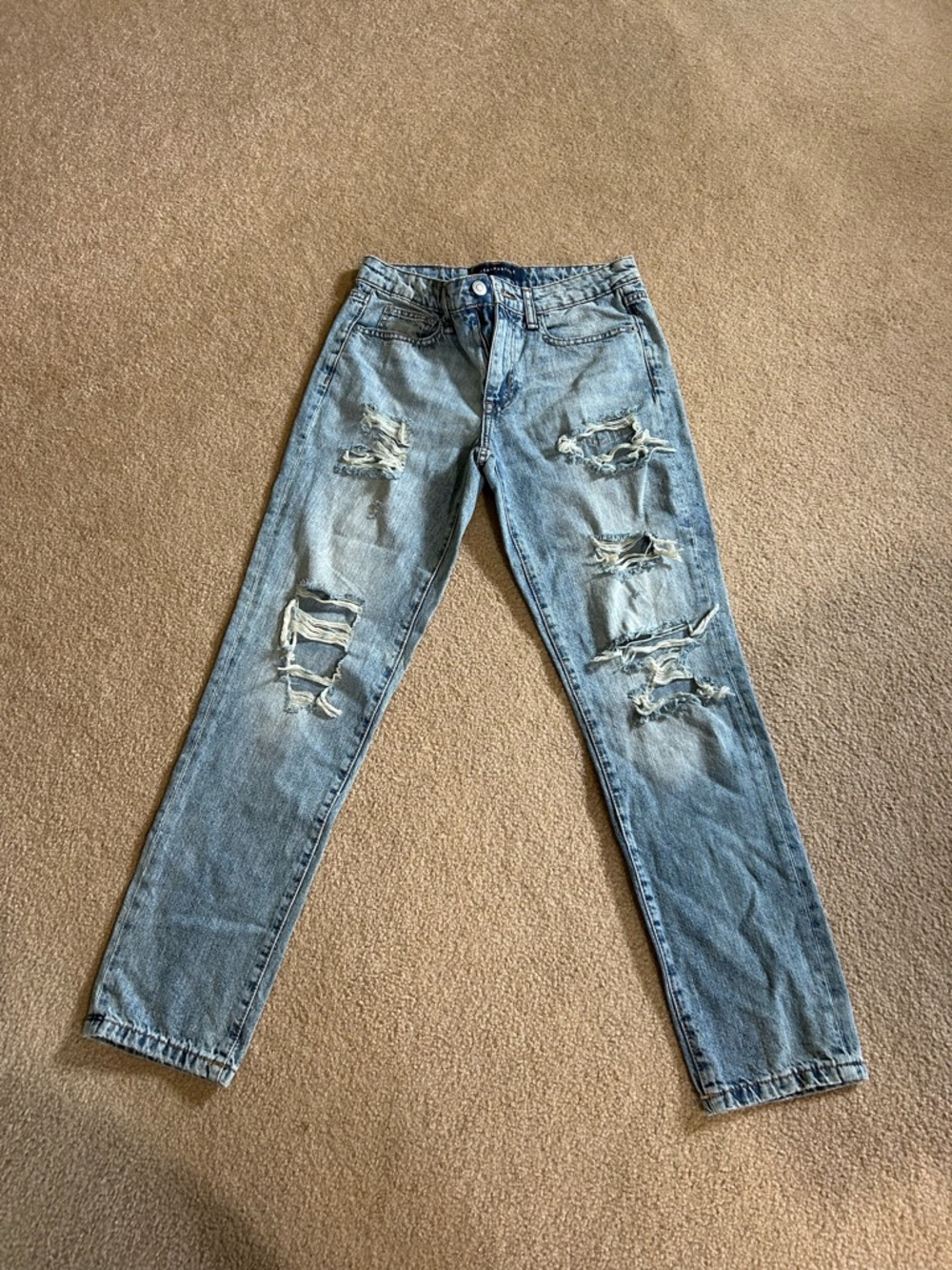 Aeropostale Light Blue Distressed Slim Straight Jeans
